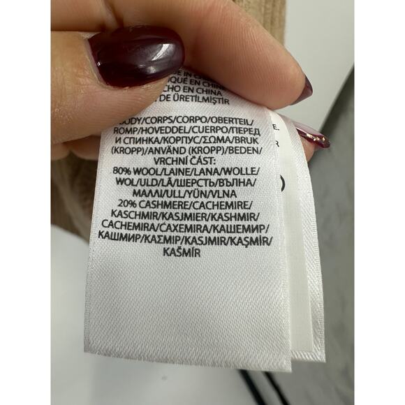 Polo Ralph Lauren Womens 2XL V-Neck Sweater Wool Cashmere Camel Cable Knit NWT - Picture 7 of 11